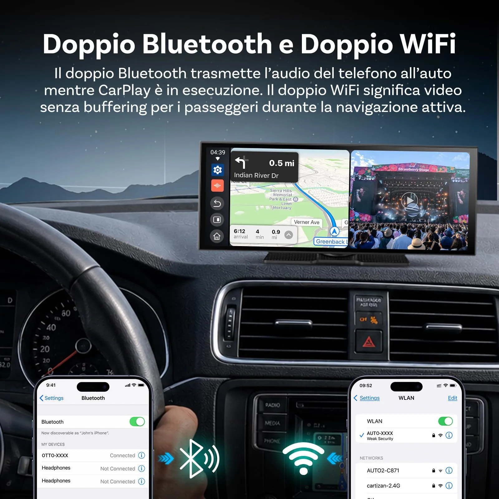 OTTOCAST ScreenFlow PRO Schermo per Auto 11,4 Pollici CarPlay Android Auto - immagine 5