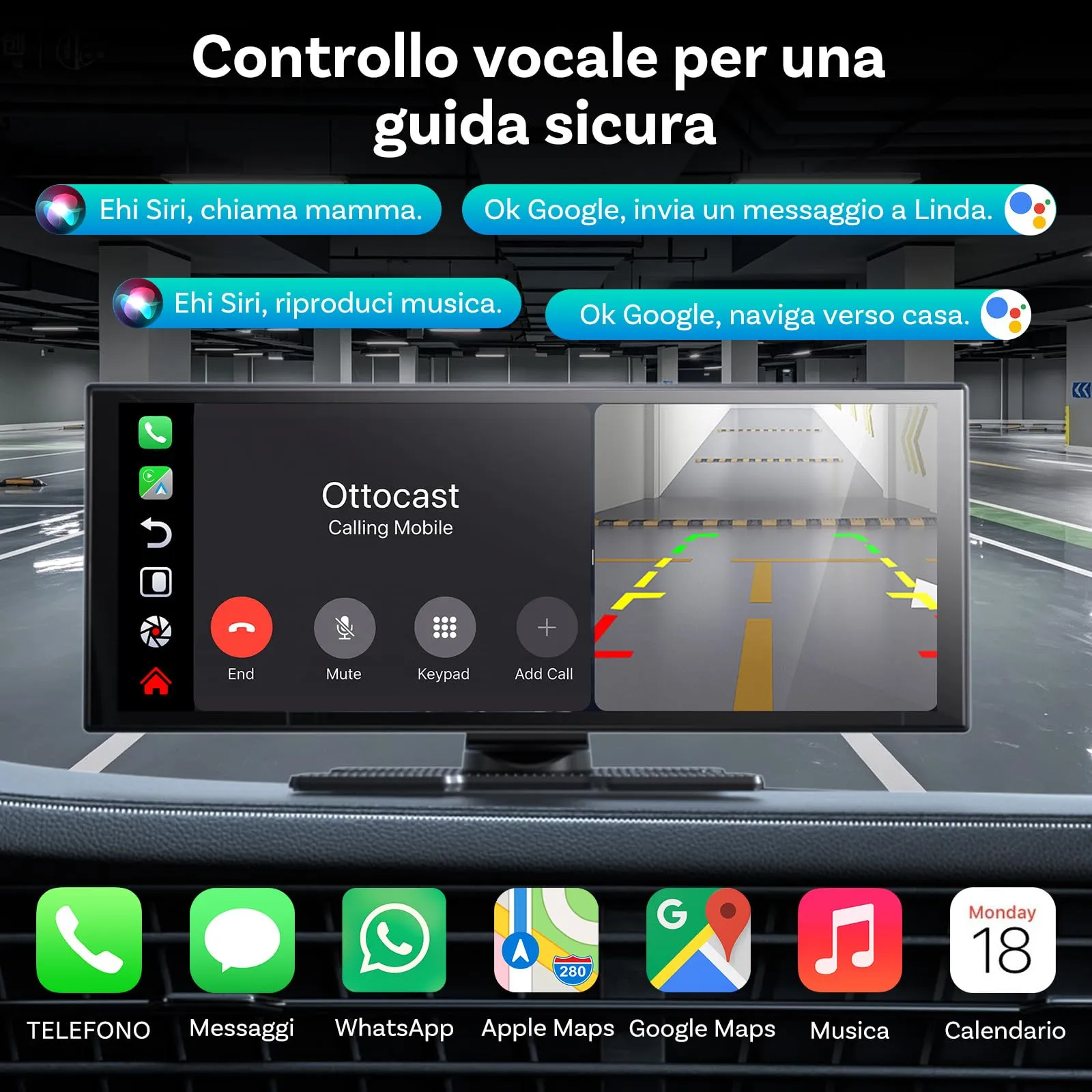 OTTOCAST ScreenFlow PRO Schermo per Auto 11,4 Pollici CarPlay Android Auto - immagine 7