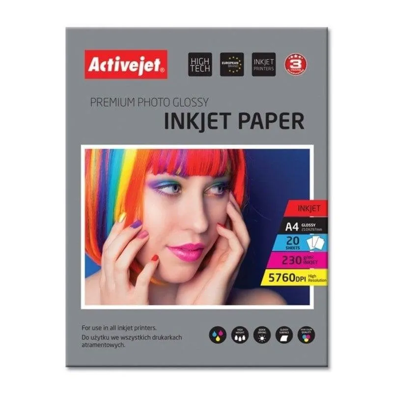 Carta fotografica Activejet AP4-230G20 A4 230 g/m² Brillante 20 fogli - immagine 1