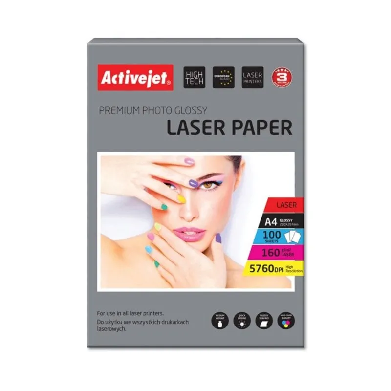 Carta fotografica Activejet AP4-160G100L A4 160 g/m² 100 fogli lucida laser bianca - immagine 1