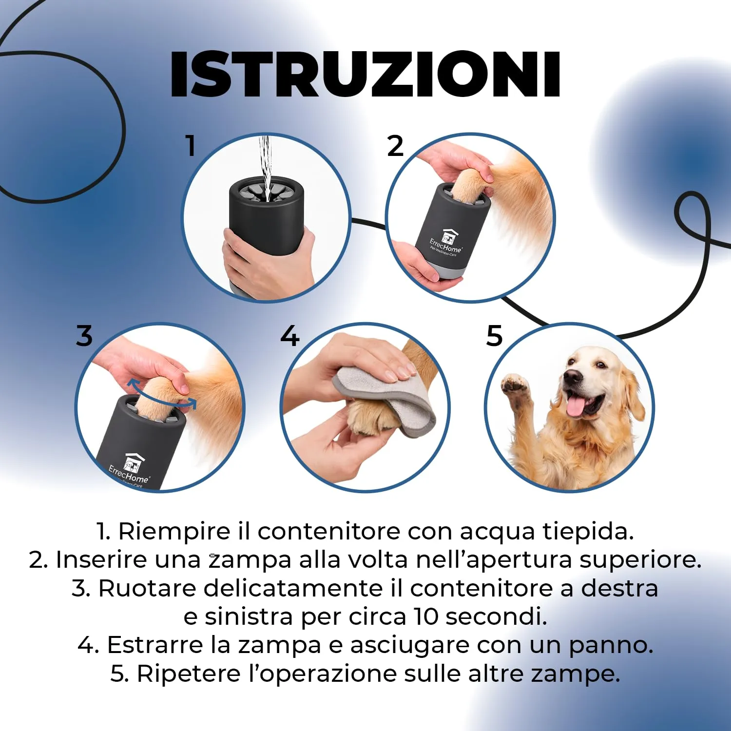 ErrecHome Pawsy Pulisci Zampe Cani e Gatti con Setole Morbide in Silicone - immagine 5