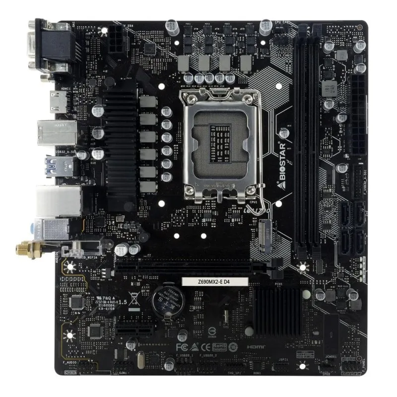 Schede Madri Biostar Z690MX2-E D4 Intel Z690 LGA1700 DDR4 Micro ATX 2.5GbE M.2 RAID - immagine 1