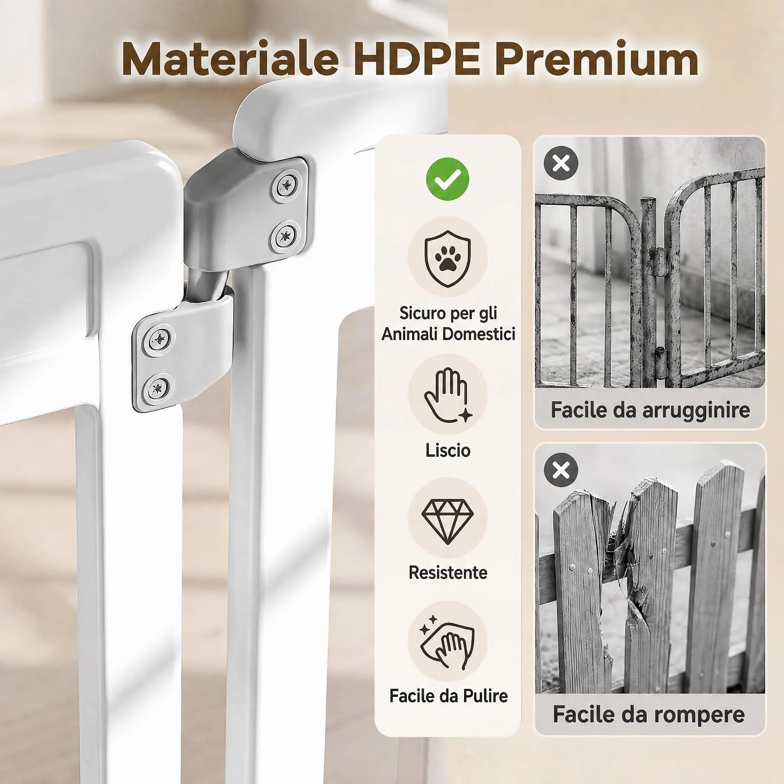 COSTWAY Recinto per Cani PortatileAlto 81cm, Bianco,12 Pannelli - immagine 4