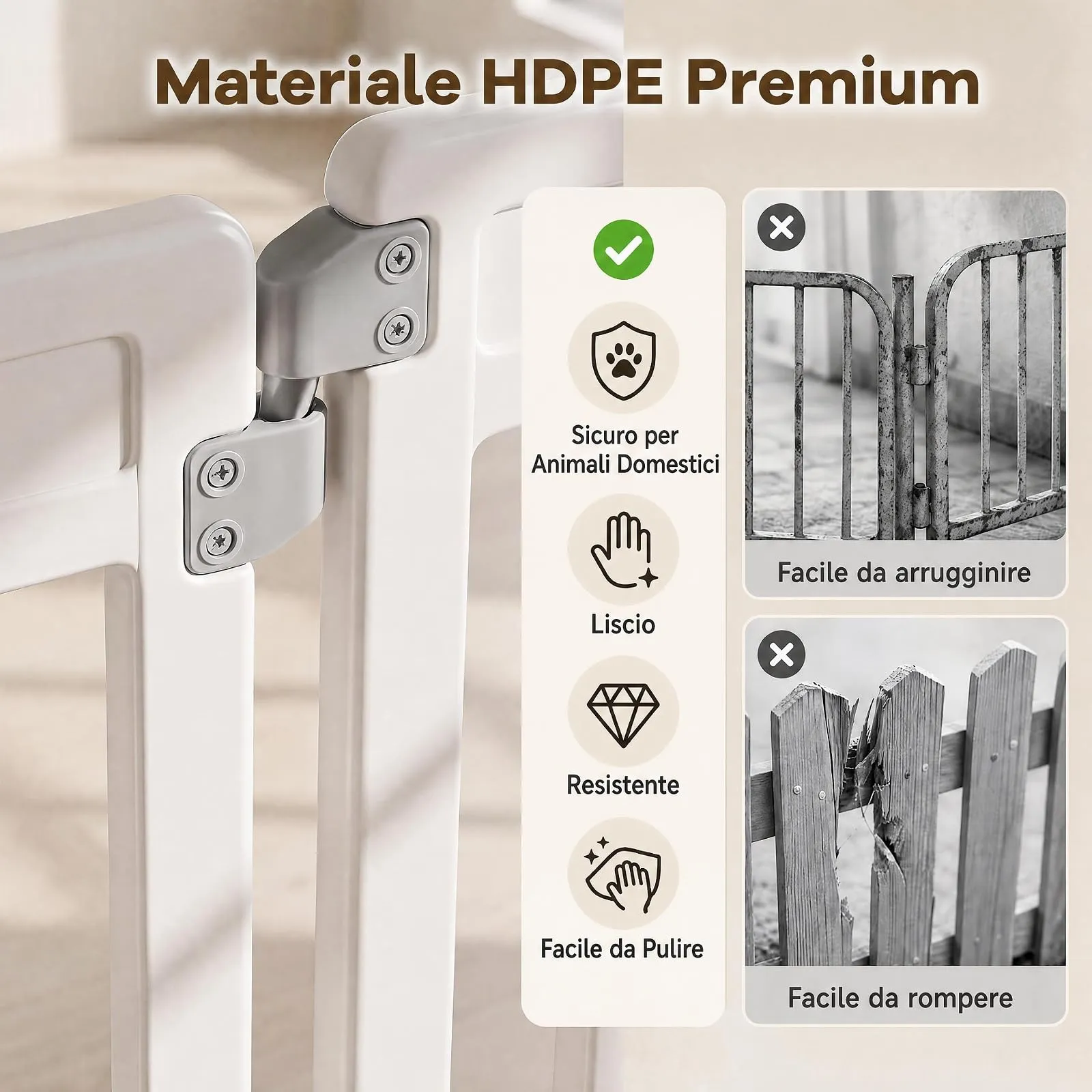 COSTWAY Recinto per Cani PortatileAlto 81cm, Bianco,10 Pannelli - immagine 4