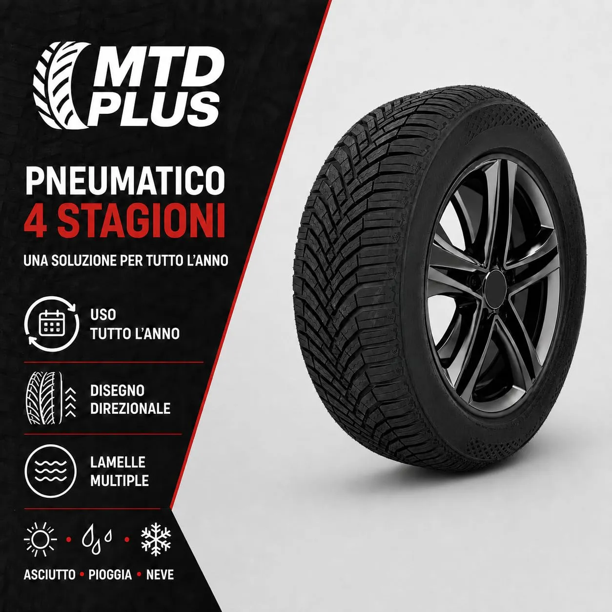 Pneumatico All Season Gomma Auto 4 Stagioni 175/65 R15 84H Nuovo DOT Fresco Recente - MTD PLUS - immagine 7