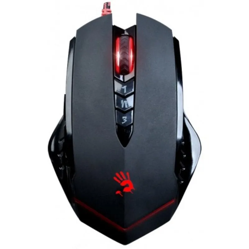 Mouse A4Tech V8M USB 3200 DPI Nero Rosso 8 Pulsanti Memoria Integrata Gaming - immagine 1
