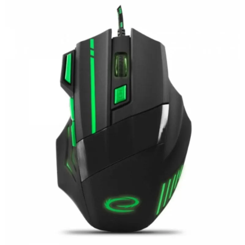 Mouse Esperanza EGM201G USB 2400 DPI Nero Verde Illuminazione 7 Tasti Gaming - immagine 1