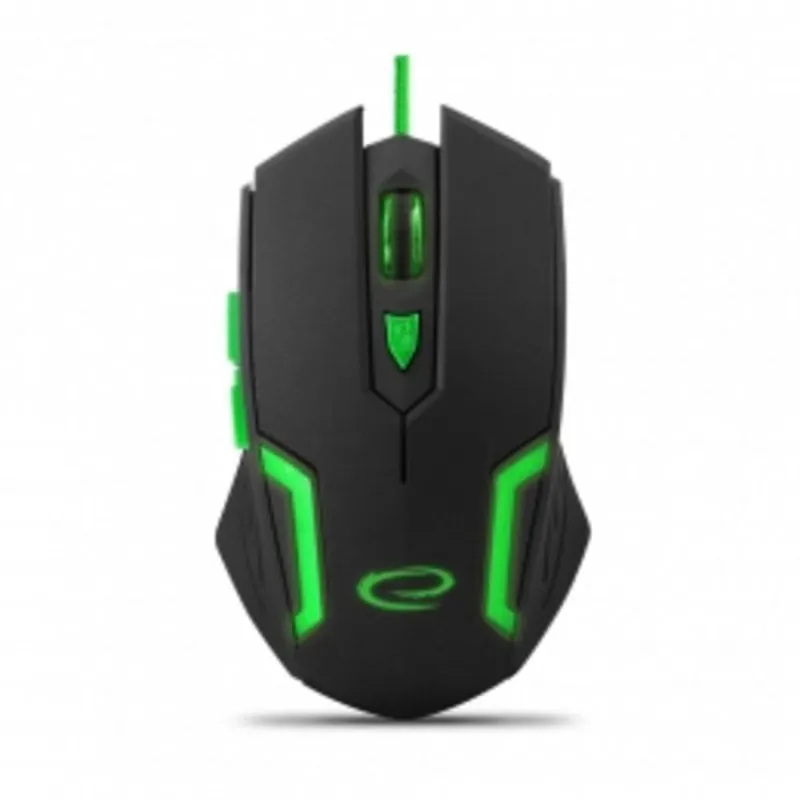 Mouse Esperanza MX205 Fighter USB 2400 DPI Nero Verde LED Ergonomico 6 Tasti - immagine 1