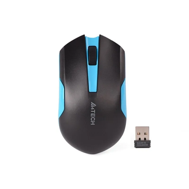Ratón A4Tech G3-200N Wireless 1000 DPI Nero Blu Design Ambidestro Nano Receiver - immagine 1