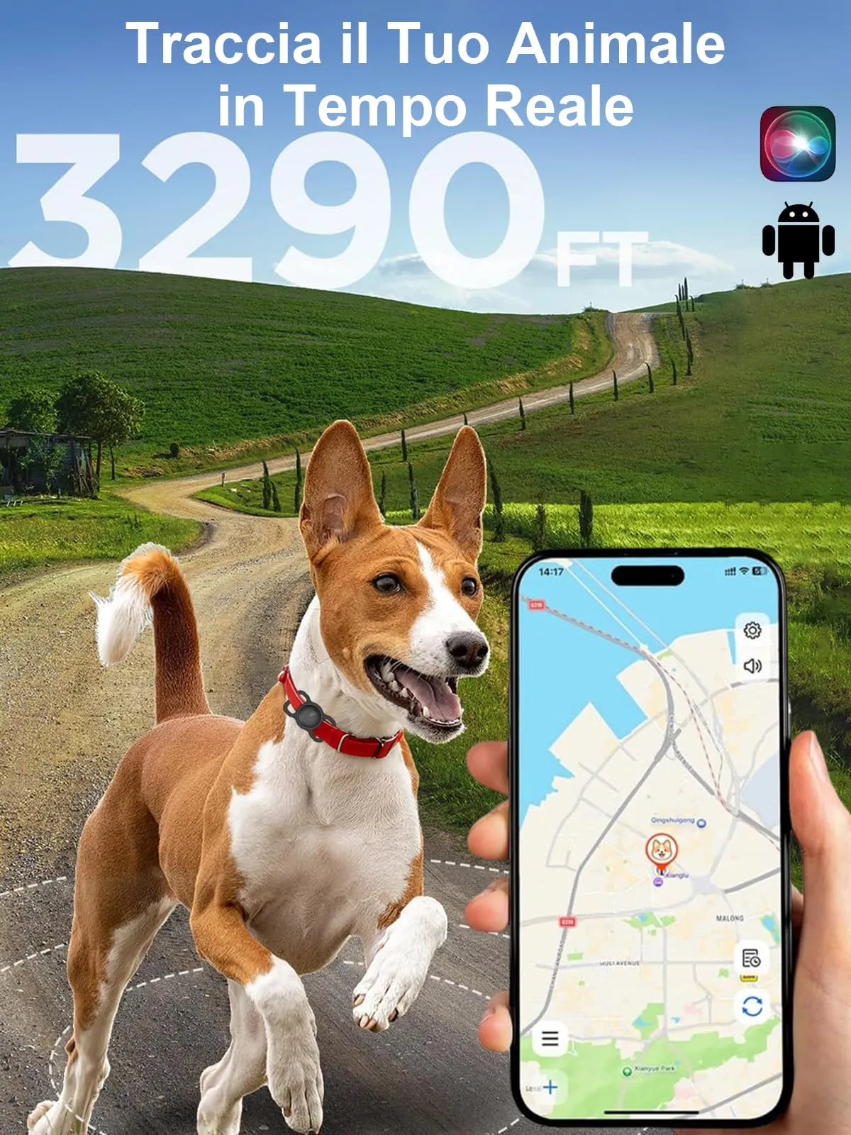 GPS per Cani, Collare GPS Gatto con Tracciamento in Tempo Reale, Mini Localizzatore per Cani, Localizzatore per Gatto Senza Abbonamento, per iOS e Android, può Essere Indossato con un Collare, Nero - immagine 3