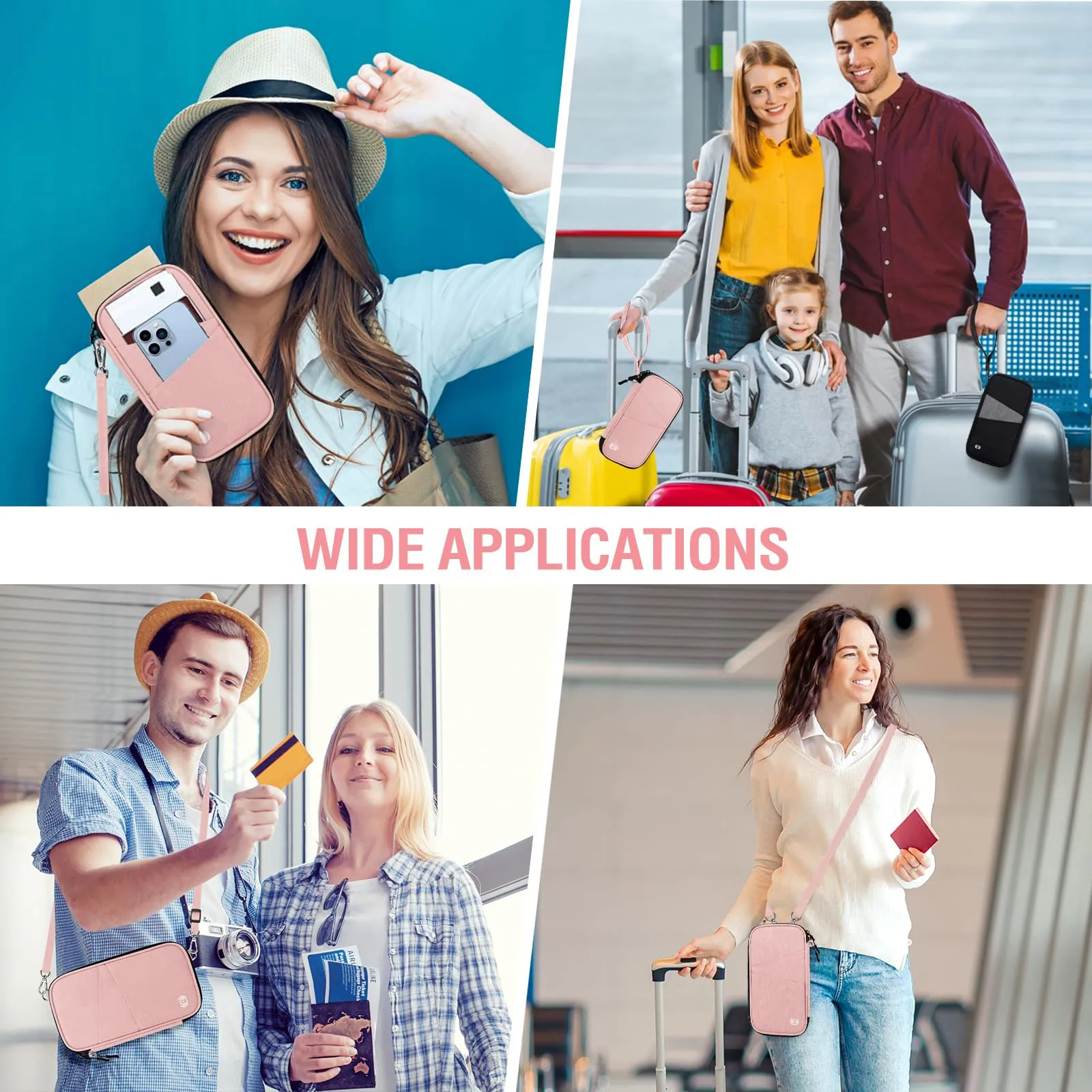 LUROON Custodia Porta Passaporti Famiglia con Protezione RFID Porta documenti da Viaggio Portafoglio Documenti & Organizer per Passaporti, Carte di credito, Carte D'Imbarco, Contanti, Monete - immagine 2