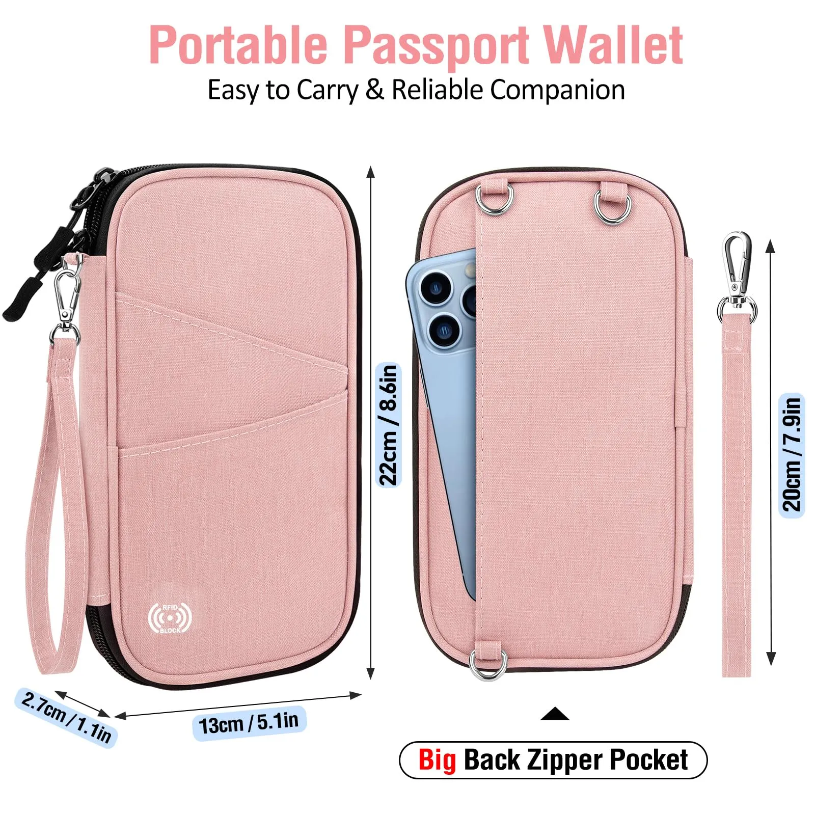 LUROON Custodia Porta Passaporti Famiglia con Protezione RFID Porta documenti da Viaggio Portafoglio Documenti & Organizer per Passaporti, Carte di credito, Carte D'Imbarco, Contanti, Monete - immagine 7