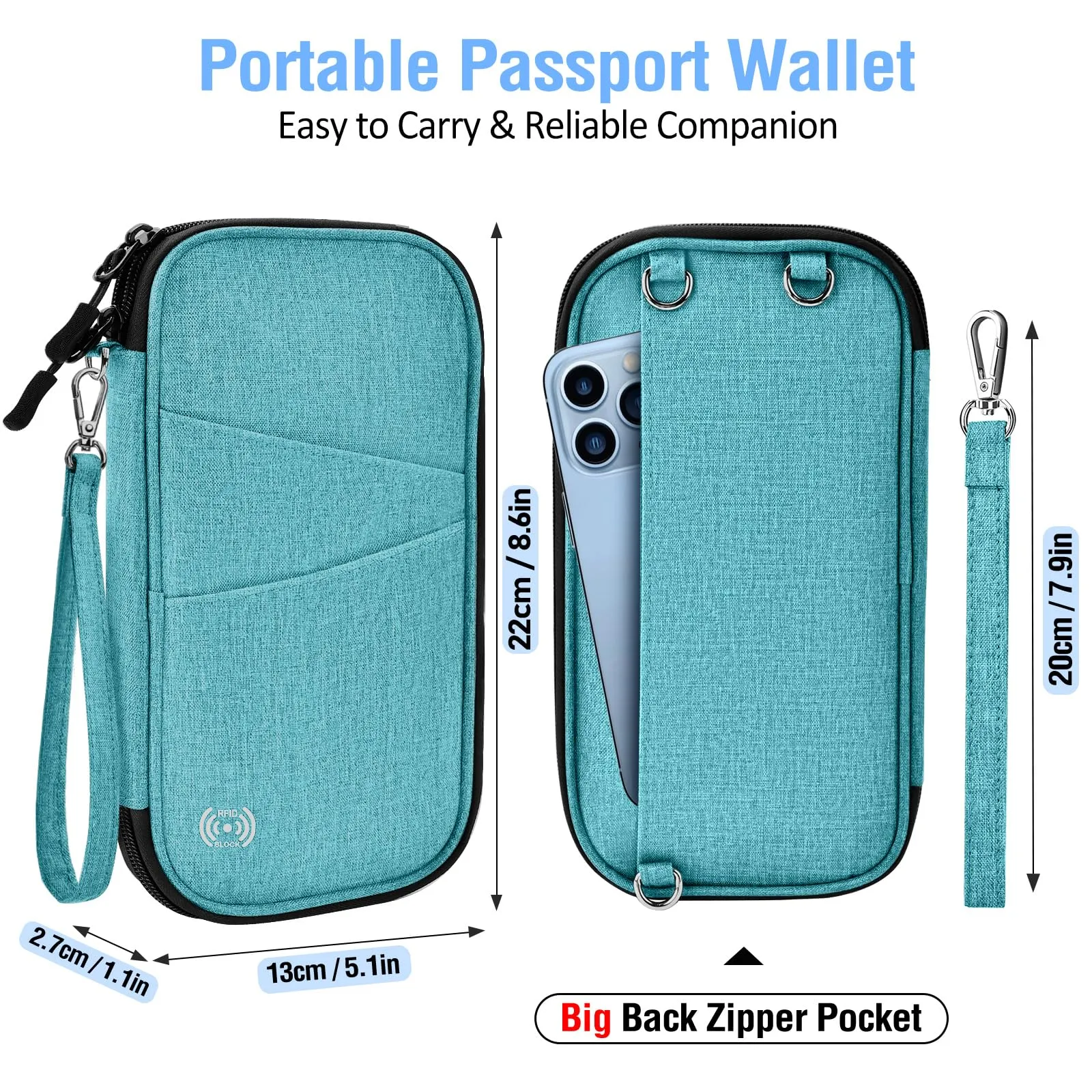 LUROON Custodia Porta Passaporti Famiglia con Protezione RFID Porta documenti da Viaggio Portafoglio Documenti & Organizer per Passaporti, Carte di credito, Carte D'Imbarco, Contanti, Monete - immagine 3