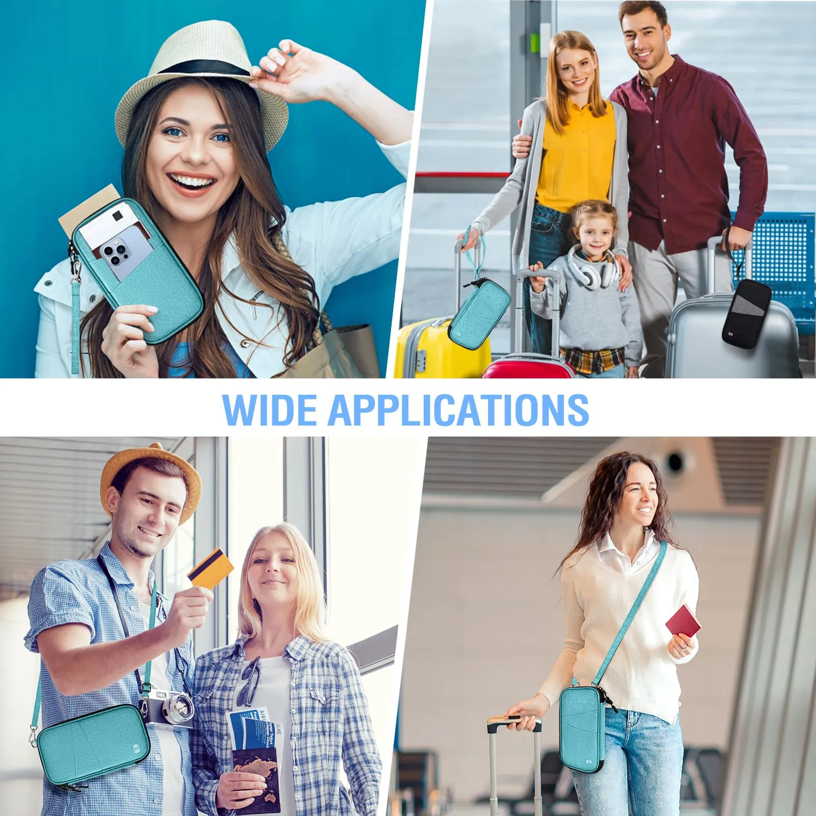 LUROON Custodia Porta Passaporti Famiglia con Protezione RFID Porta documenti da Viaggio Portafoglio Documenti & Organizer per Passaporti, Carte di credito, Carte D'Imbarco, Contanti, Monete - immagine 8