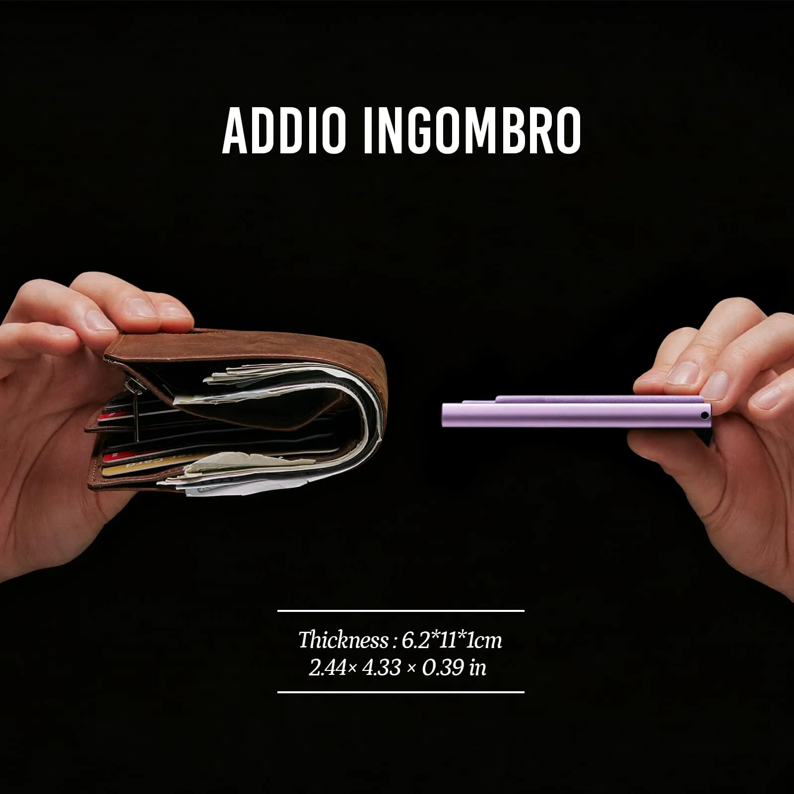 YESIIW Portafoglio sottile da uomo, porta carte di credito pop up, blocco RFID, minimalista, con tasca per soldi, porta carte di credito in metallo, per banconote, monete e carte di debito, nero - immagine 2