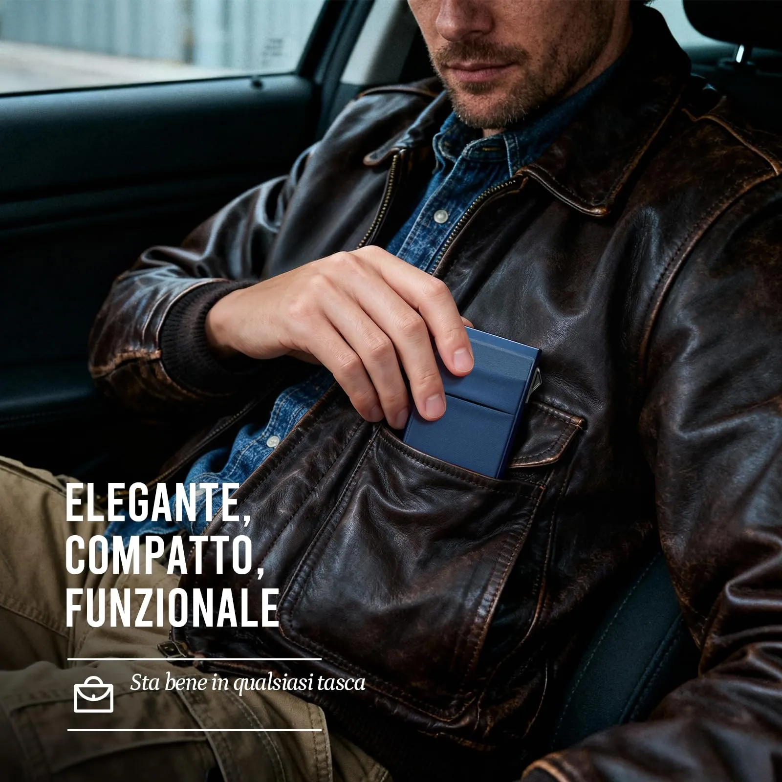 YESIIW Portafoglio sottile da uomo, porta carte di credito pop up, blocco RFID, minimalista, con tasca per soldi, porta carte di credito in metallo, per banconote, monete e carte di debito, nero - immagine 7