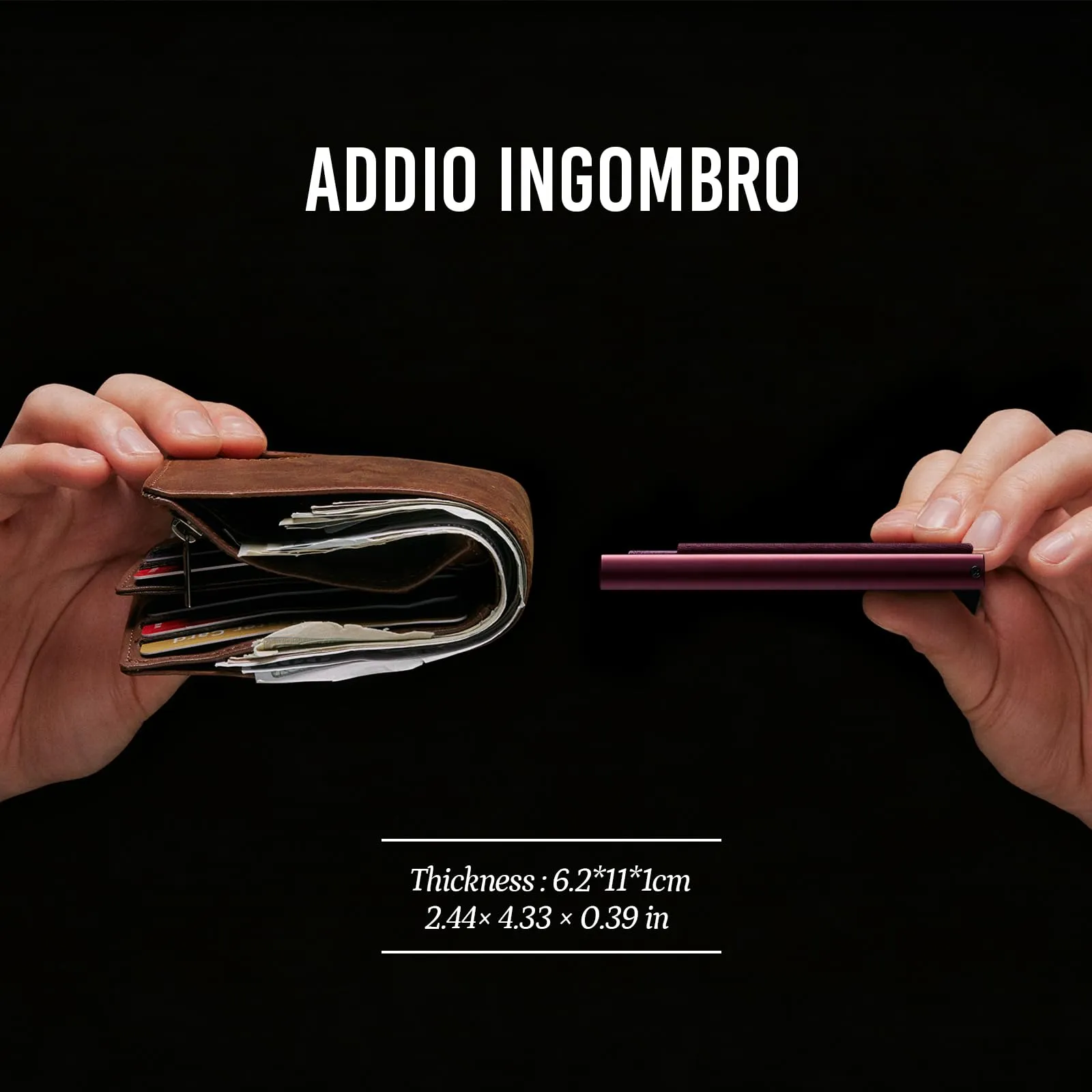YESIIW Portafoglio sottile da uomo, porta carte di credito pop up, blocco RFID, minimalista, con tasca per soldi, porta carte di credito in metallo, per banconote, monete e carte di debito, nero - immagine 2