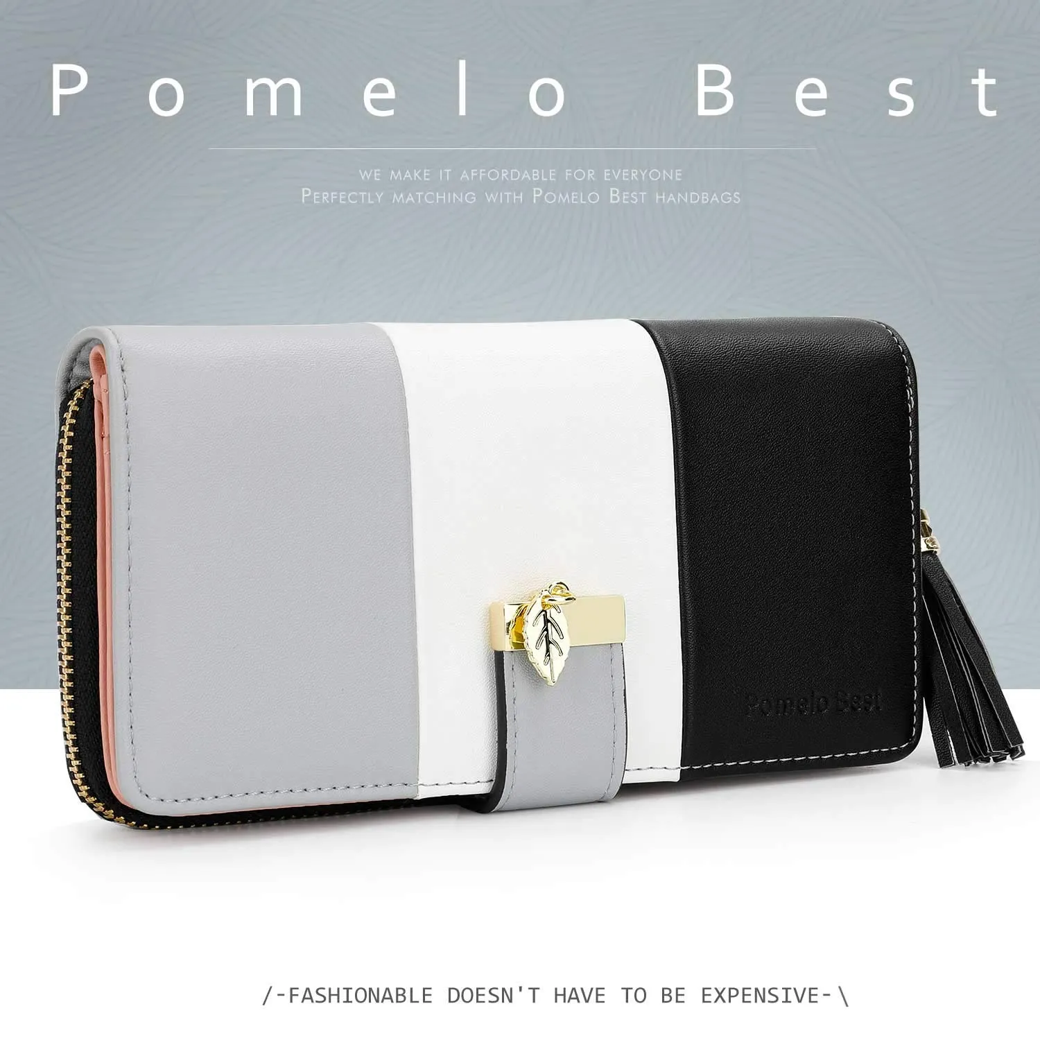 Pomelo Best Portafoglio Donna Cerniera Lungo con Pendente Portamonete Chiusura con Cerniera - Ideale Regali per Donna (confezione regalo nera) - immagine 5