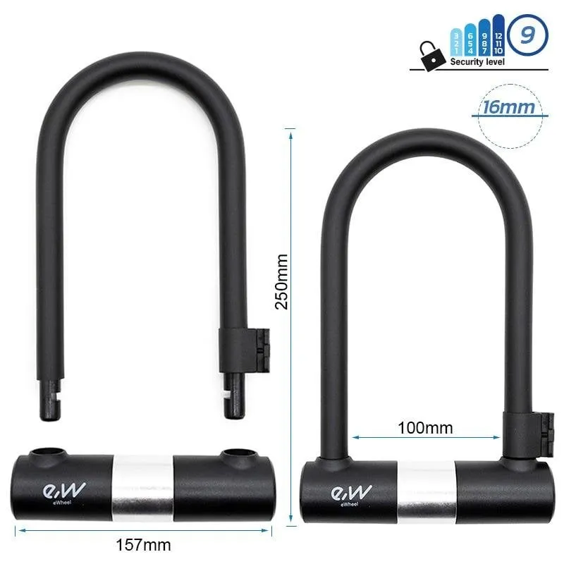 Lucchetto a U Ewlk021 Nero Chiave Compatto Resistente Bici Monopattino - immagine 1