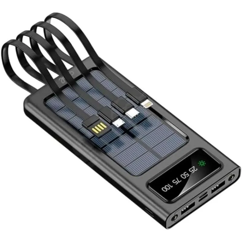 COOL Bateria Esterna Universale Power Bank 10.000 mAh con Pannello Solare (4 Porte) Nero - immagine 1