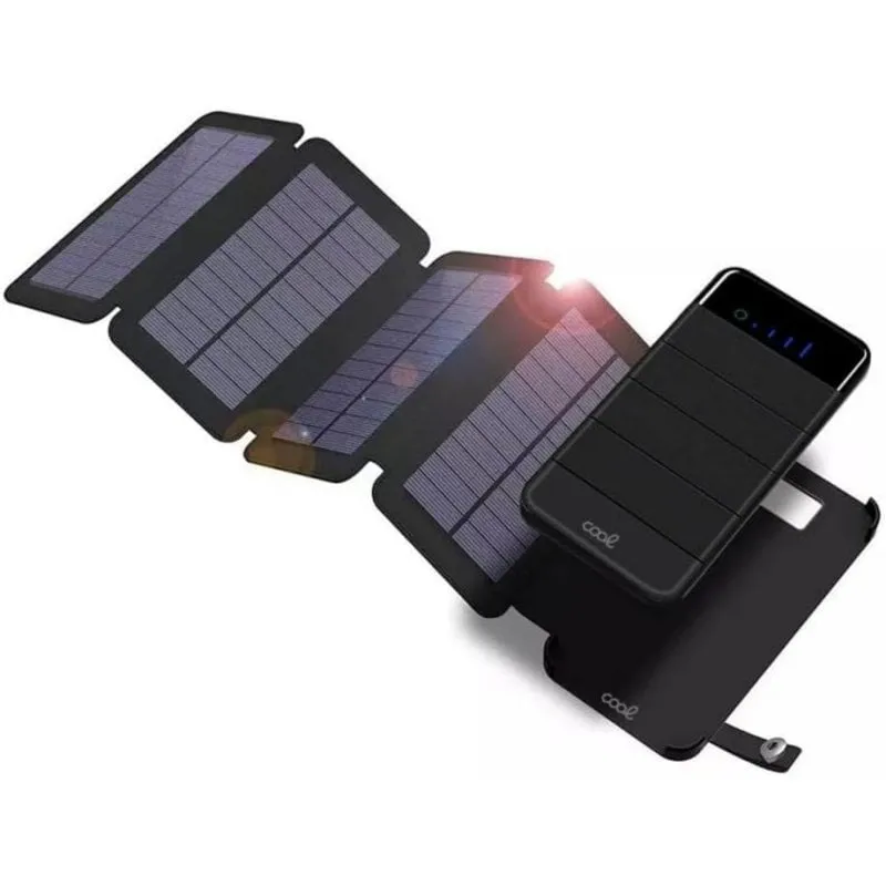 Cool Bateria Esterna Universale Power Bank Solare 10.000 mAh con 4 Pannelli Solari Nero - immagine 1