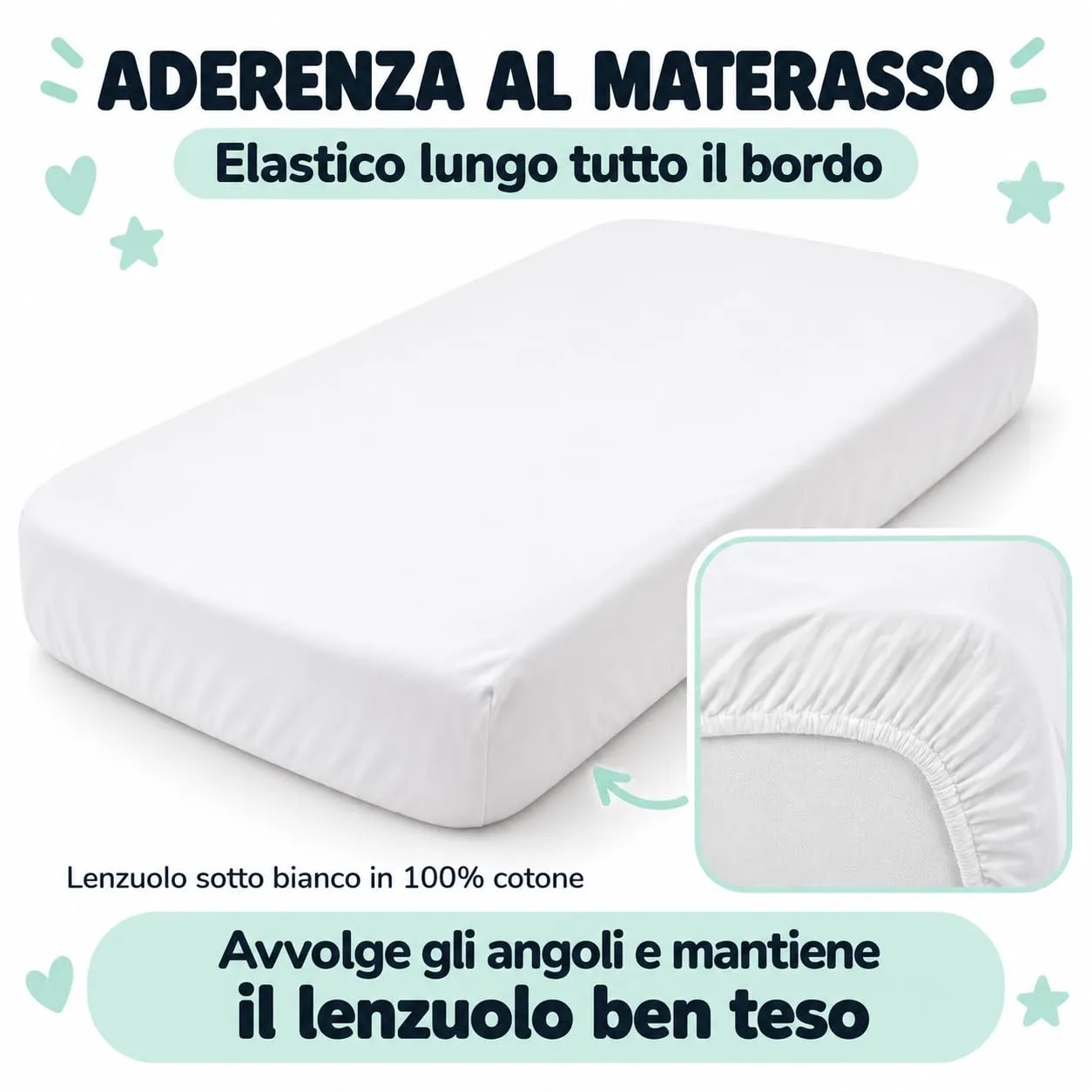 FlyIdeas Set 3 Pezzi Lenzuola e Coprimaterasso Lettino 140x70 cm - immagine 10
