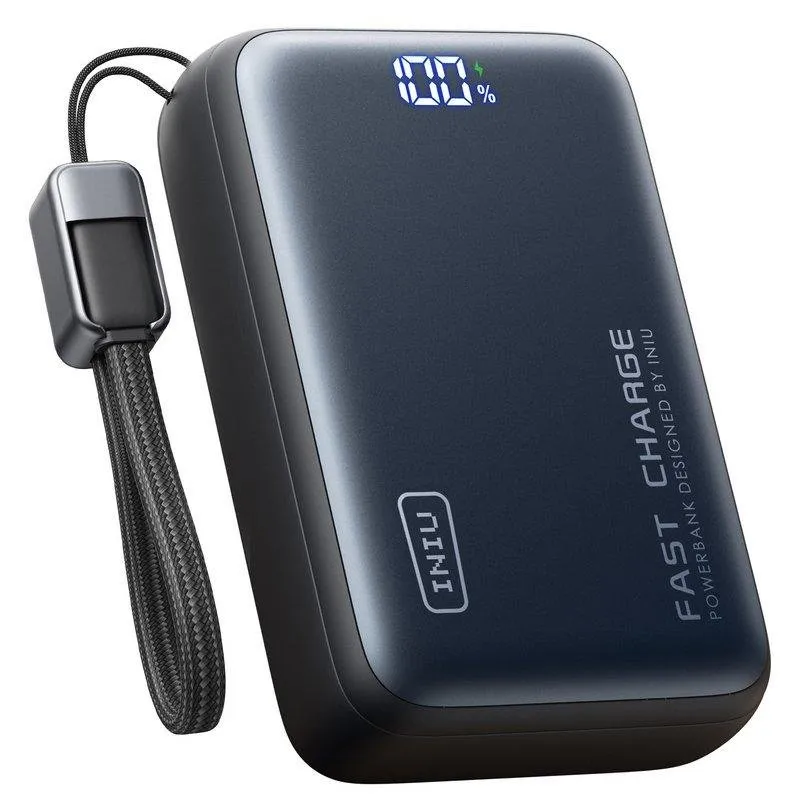 Powerbank INIU Leopard Power 25000mAh 100W Nero Compatto con Cavo Integrato - immagine 1