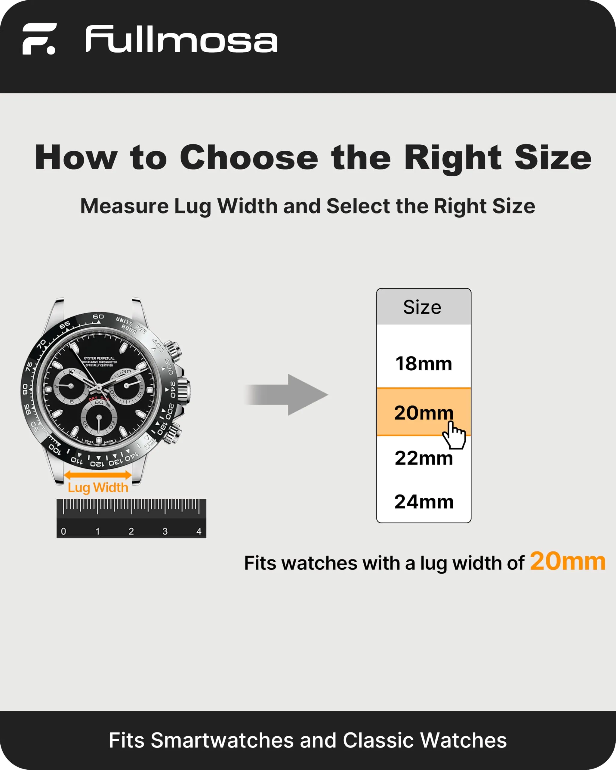 Fullmosa Cinturino 20mm Silicone per Orologio e Smartwatch, Sgancio Rapido - immagine 7