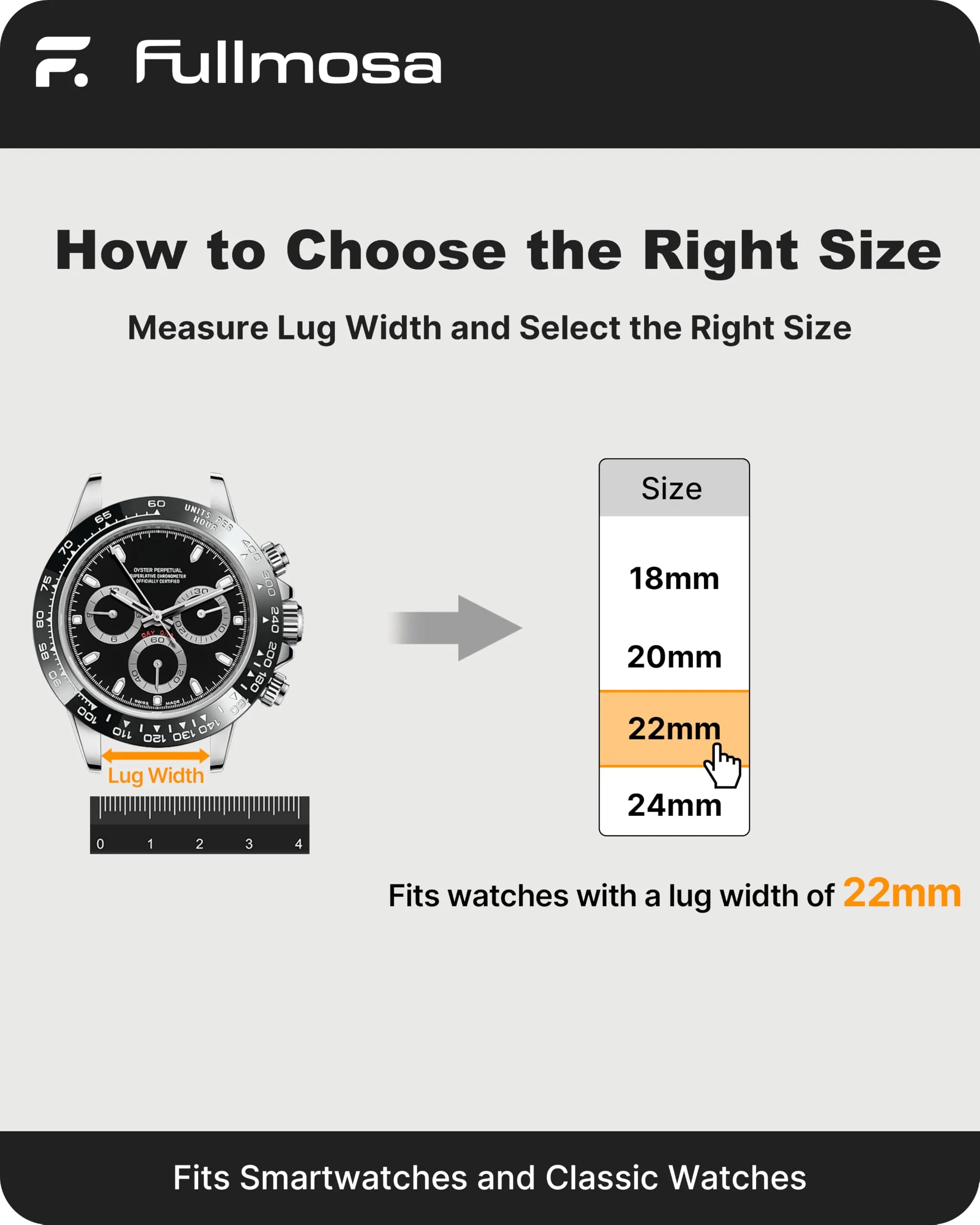 Fullmosa Cinturino 22mm Silicone per Orologio e Smartwatch, Sgancio Rapido - immagine 7