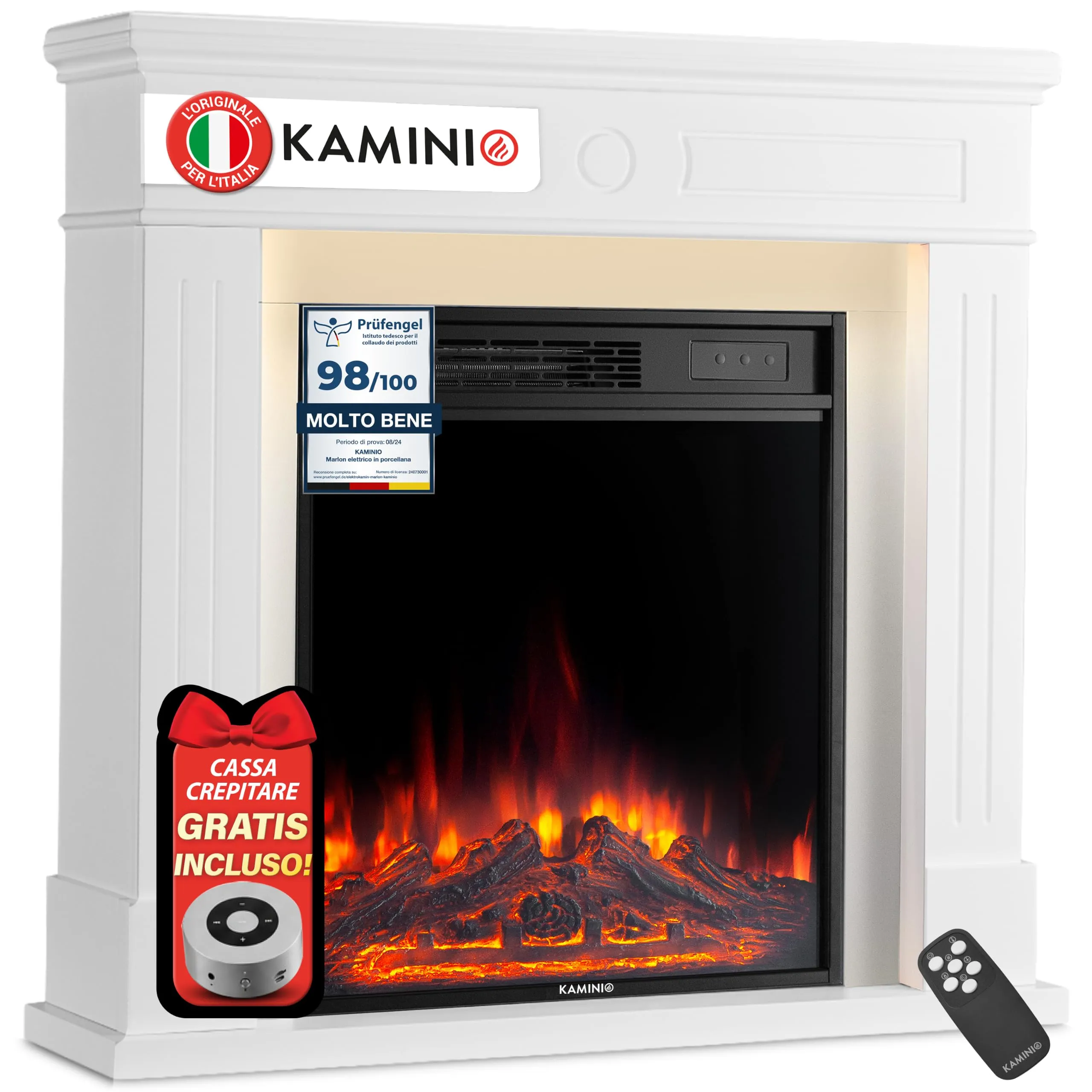 KAMINIO® Matti DECORATION 32 Bianco Camino elettrico da appoggio - immagine 1