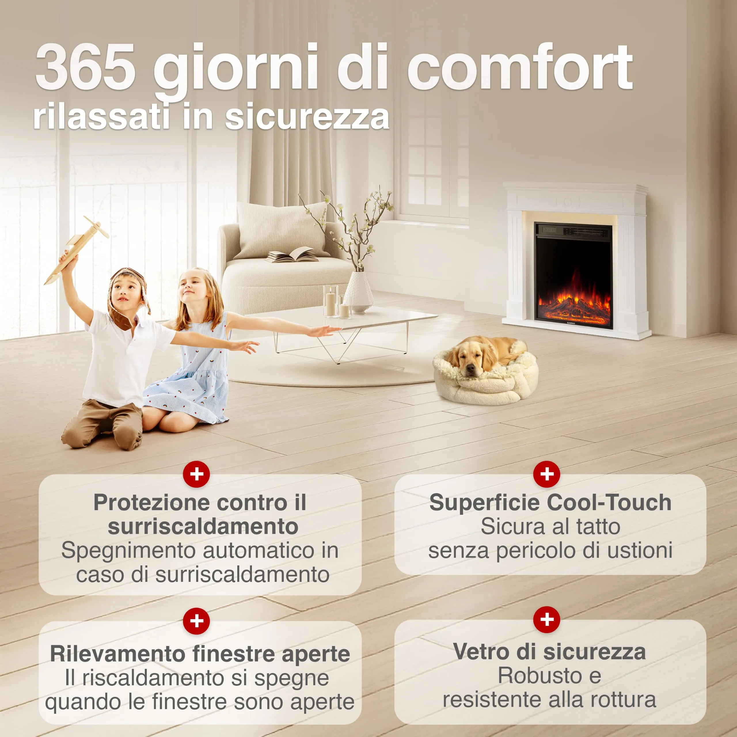 KAMINIO® Matti DECORATION 32 Bianco Camino elettrico da appoggio - immagine 5