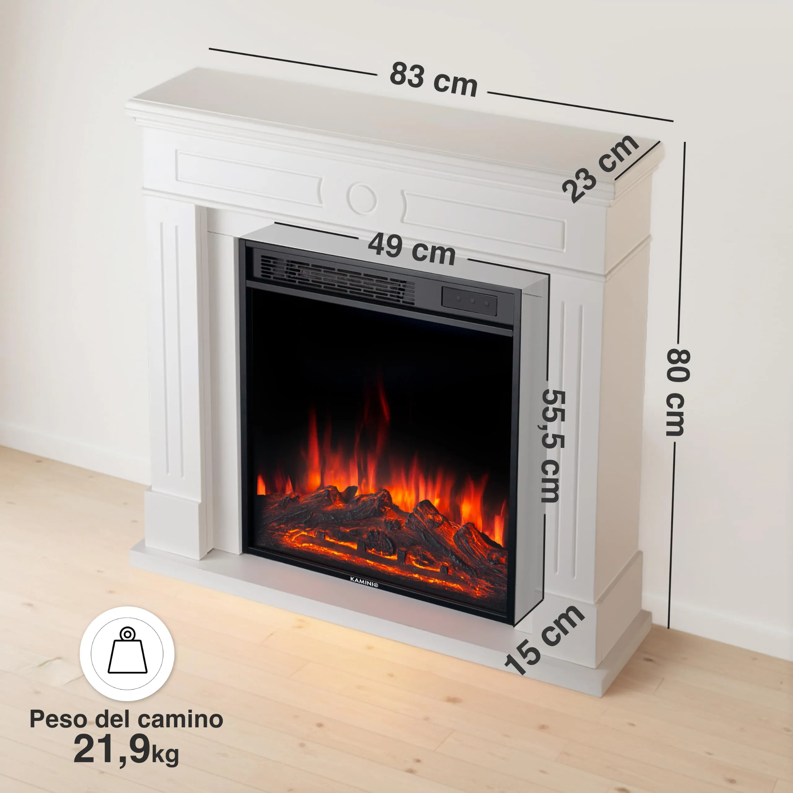 KAMINIO® Matti DECORATION 32 Bianco Camino elettrico da appoggio - immagine 6