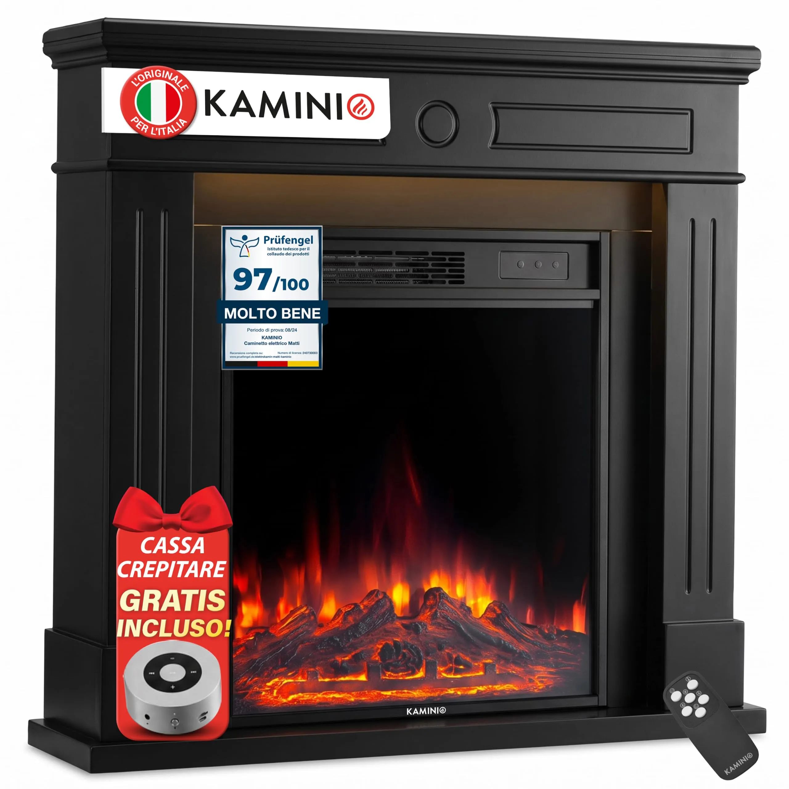 KAMINIO® Matti DECORATION 32 Negro Camino elettrico da appoggio - immagine 1