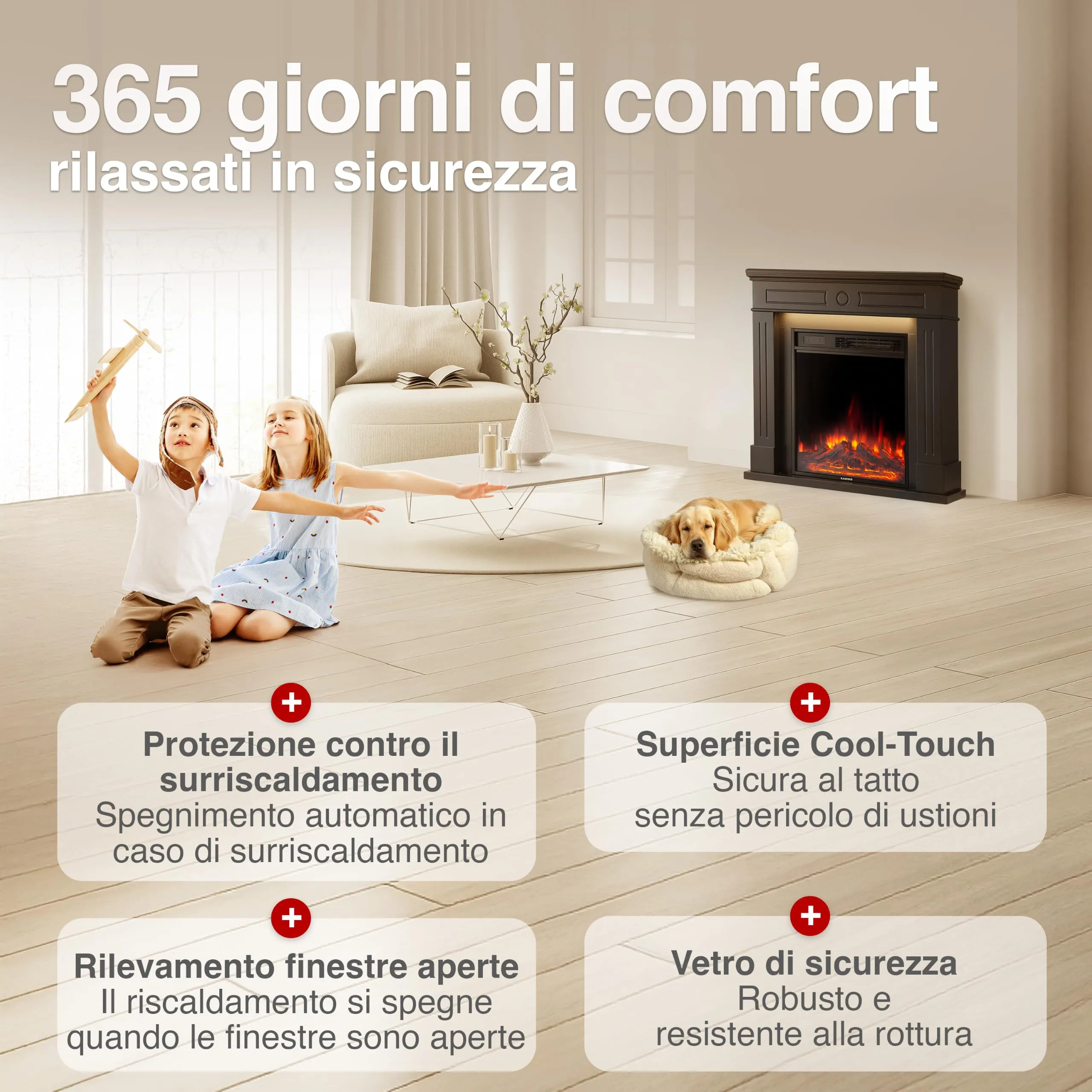KAMINIO® Matti DECORATION 32 Negro Camino elettrico da appoggio - immagine 5