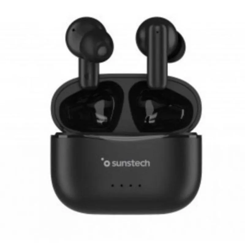 Auricolari Sunstech WAVEPODSONE wireless Bluetooth 5.3 con microfono, custodia di ricarica, neri - immagine 1