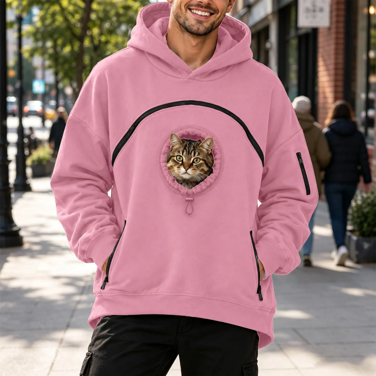 Felpa con cappuccio unisex per animali domestici, rosa, XXL - immagine 3