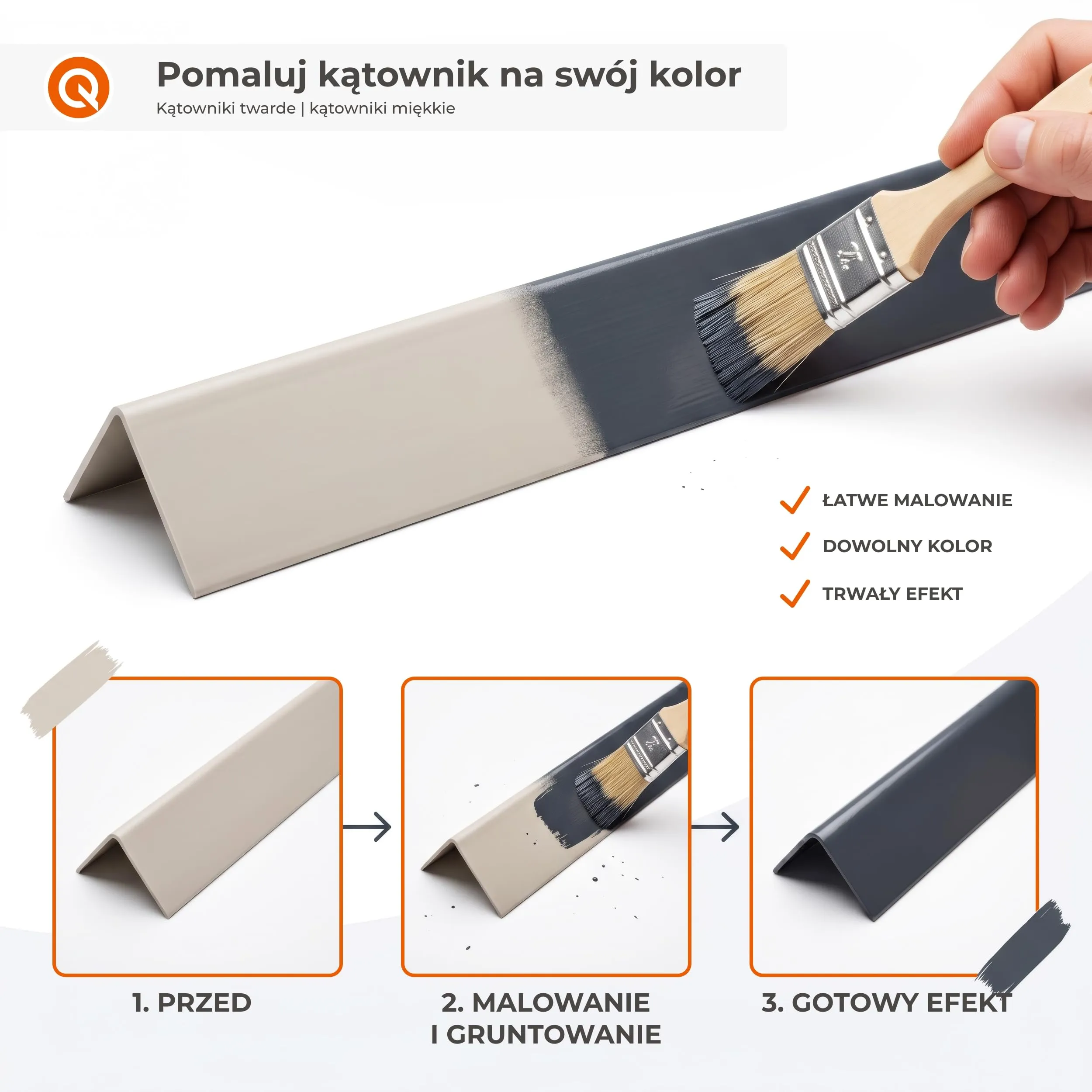 Quest Paraspigoli PVC 10x10 mm Protezione Bordi - Grigio scuro, 200 cm - immagine 8
