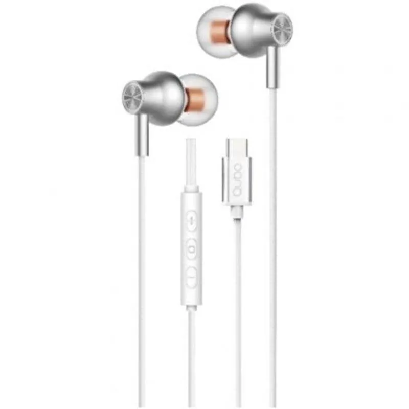 Auricolari Qubo AU-300C con cavo USB-C Microfono Controllo Volume Bianchi - immagine 1