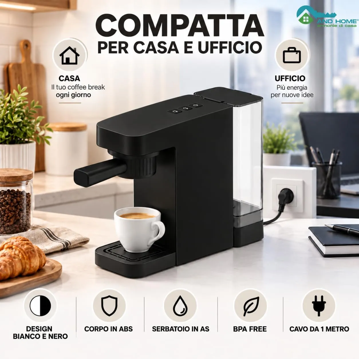 Macchina Caffè 4 in 1 Black - 1400 W - Pressione 20 bar - ABS Resistente - immagine 7
