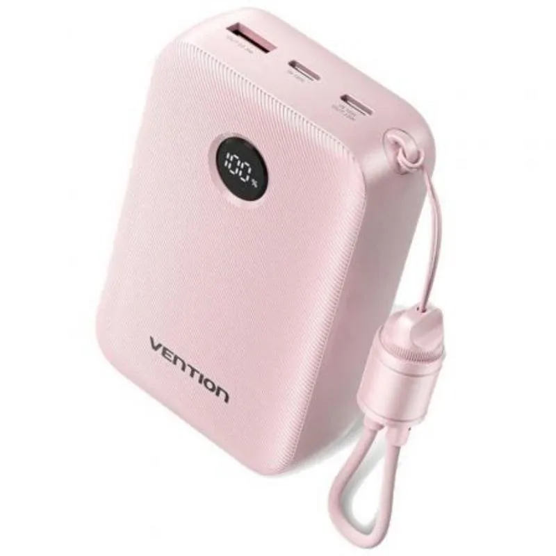 Powerbank Vention FKBP0-C 20000mAh 22.5W Rosa con Cavo USB-C Rimovibile - immagine 1