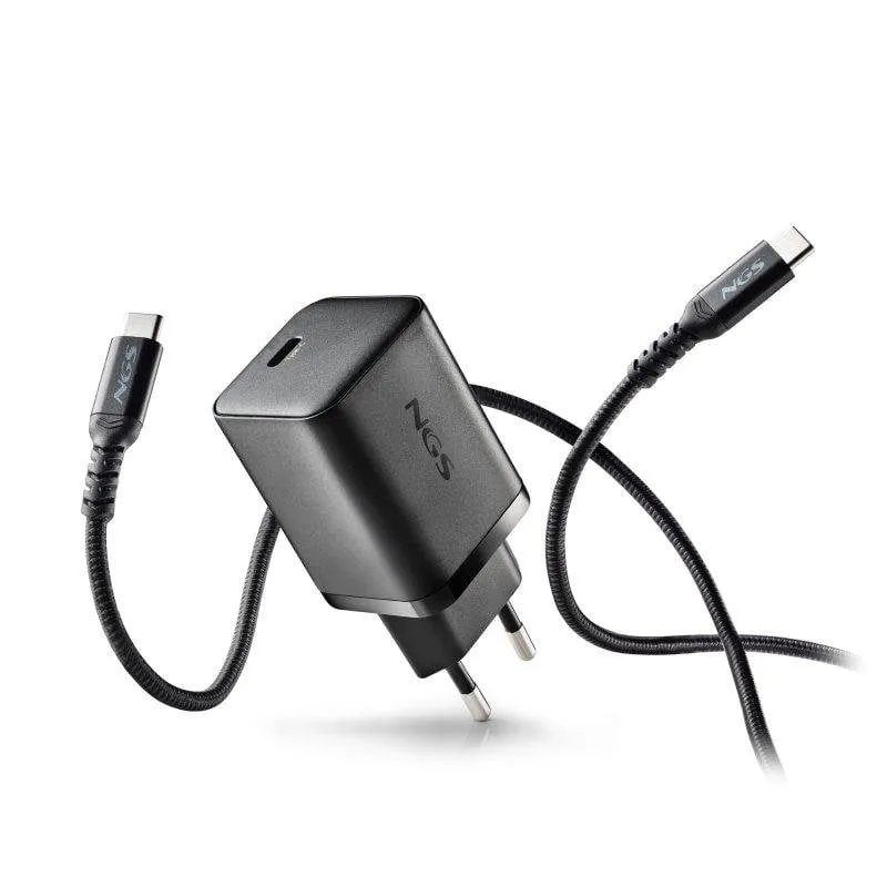 Caricatore NGS Bud 65W-C GaN USB-C 65W con cavo 1,5 m nero - immagine 1