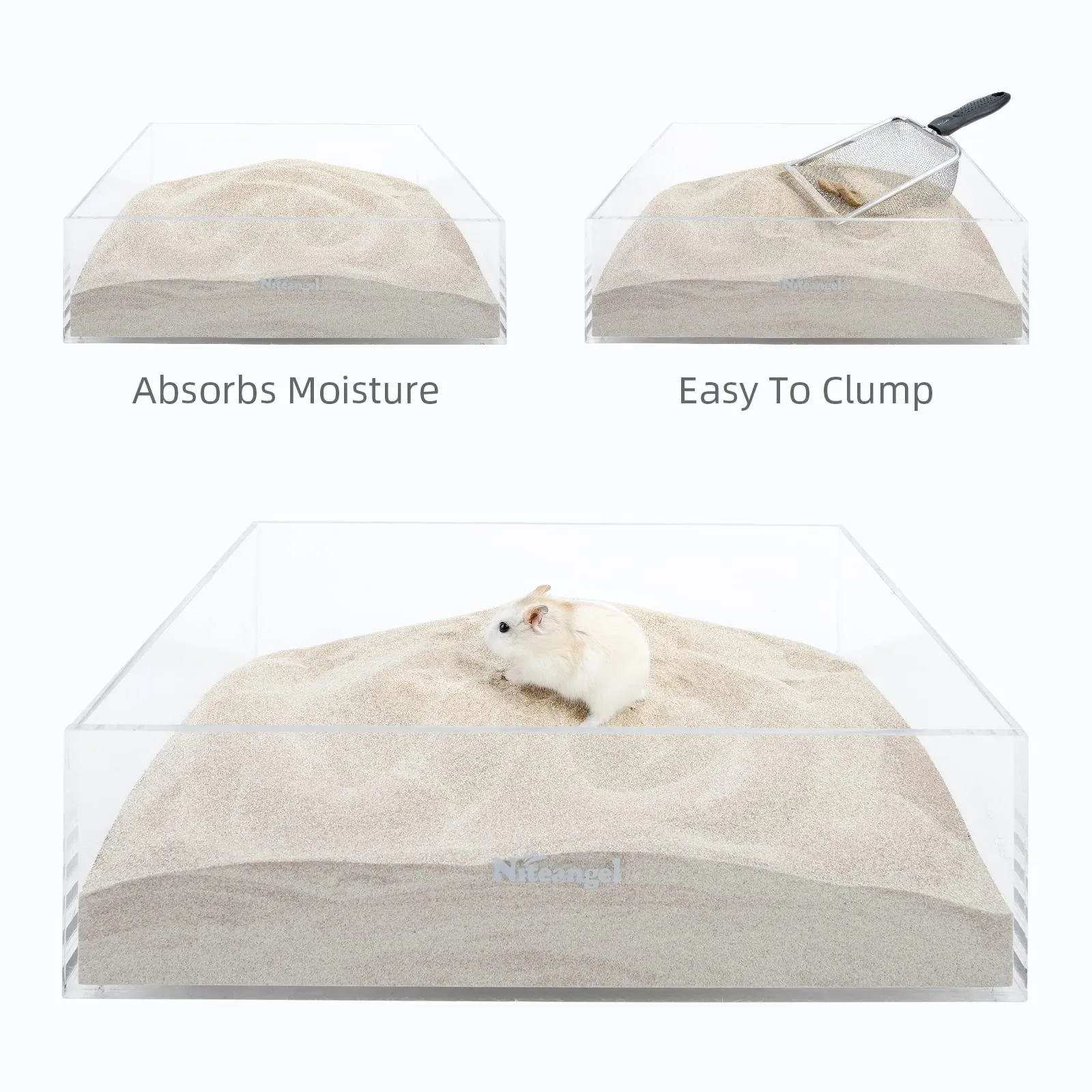 Niteangel Sabbia da Bagno nel Deserto per criceti, cincillà, gerbo, Topi, Degu o Altri Piccoli Animali Domestici (Sabbia del Deserto e Particelle di Zeolite, 2.72kg) - immagine 6