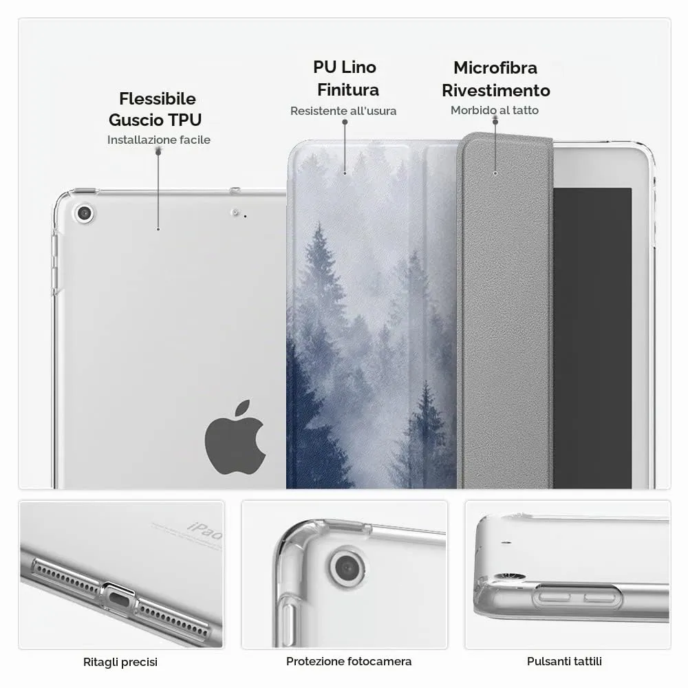 MoKo Cover per iPad 9a/8a/7a Gen 10,2" 2021/2020/2019, Foresta Grigia - immagine 4
