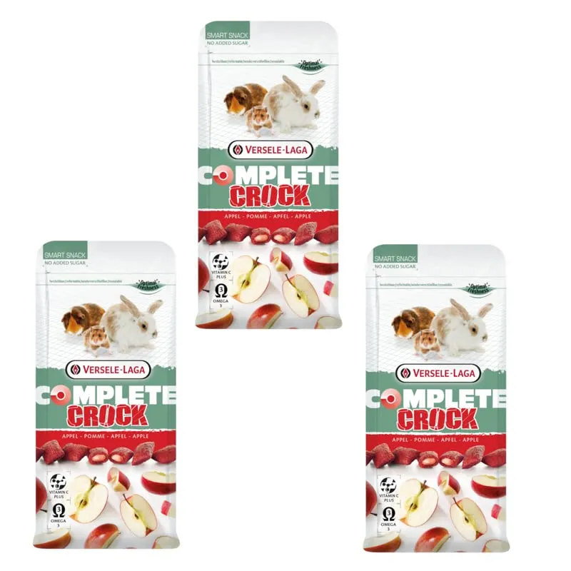 Versele-Laga Complete Crock Mela | Confezione Tripla | 3 x 50 g | Snack per conigli e roditori | Croccante all'esterno e morbido ripieno di mela | Facile da digerire e senza zuccheri aggiunti - immagine 1