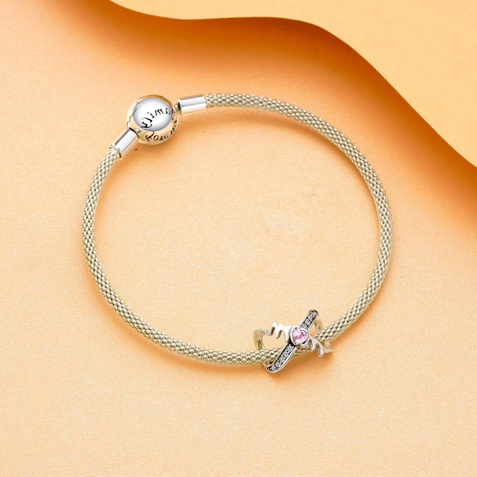 Rimgoris 925 Charm in argento sterling per bracciali da donna collana Amore Infinito Mamma Charms Donna Bracciale Charm - immagine 3
