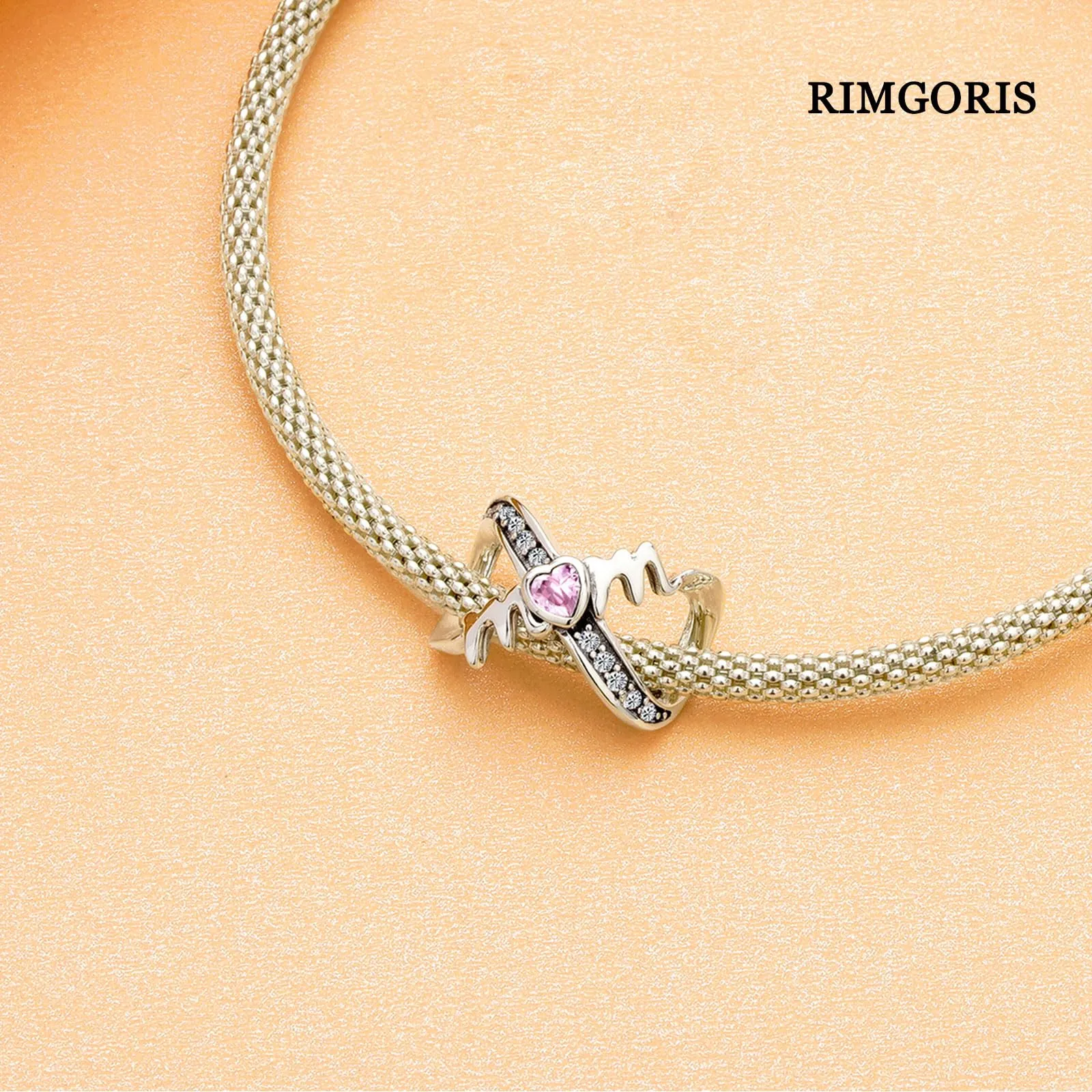 Rimgoris 925 Charm in argento sterling per bracciali da donna collana Amore Infinito Mamma Charms Donna Bracciale Charm - immagine 4