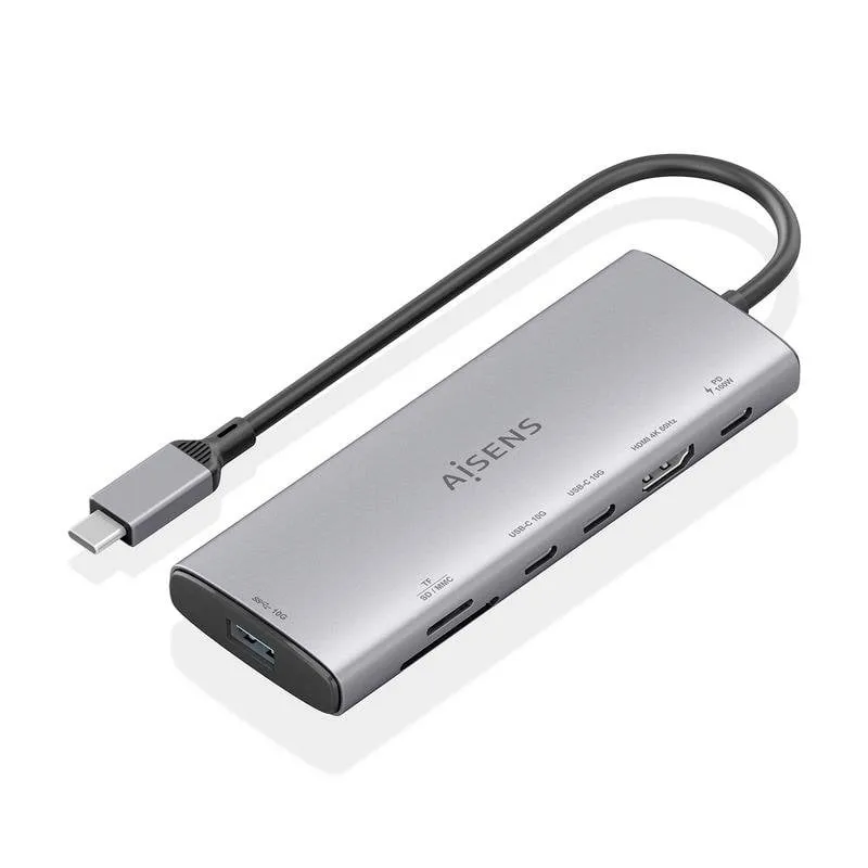 Dock USB-C Aisens ASUC-7P031-GR 7-in-1 HDMI 4K SD MicroSD 100W 20cm Grigio - immagine 1