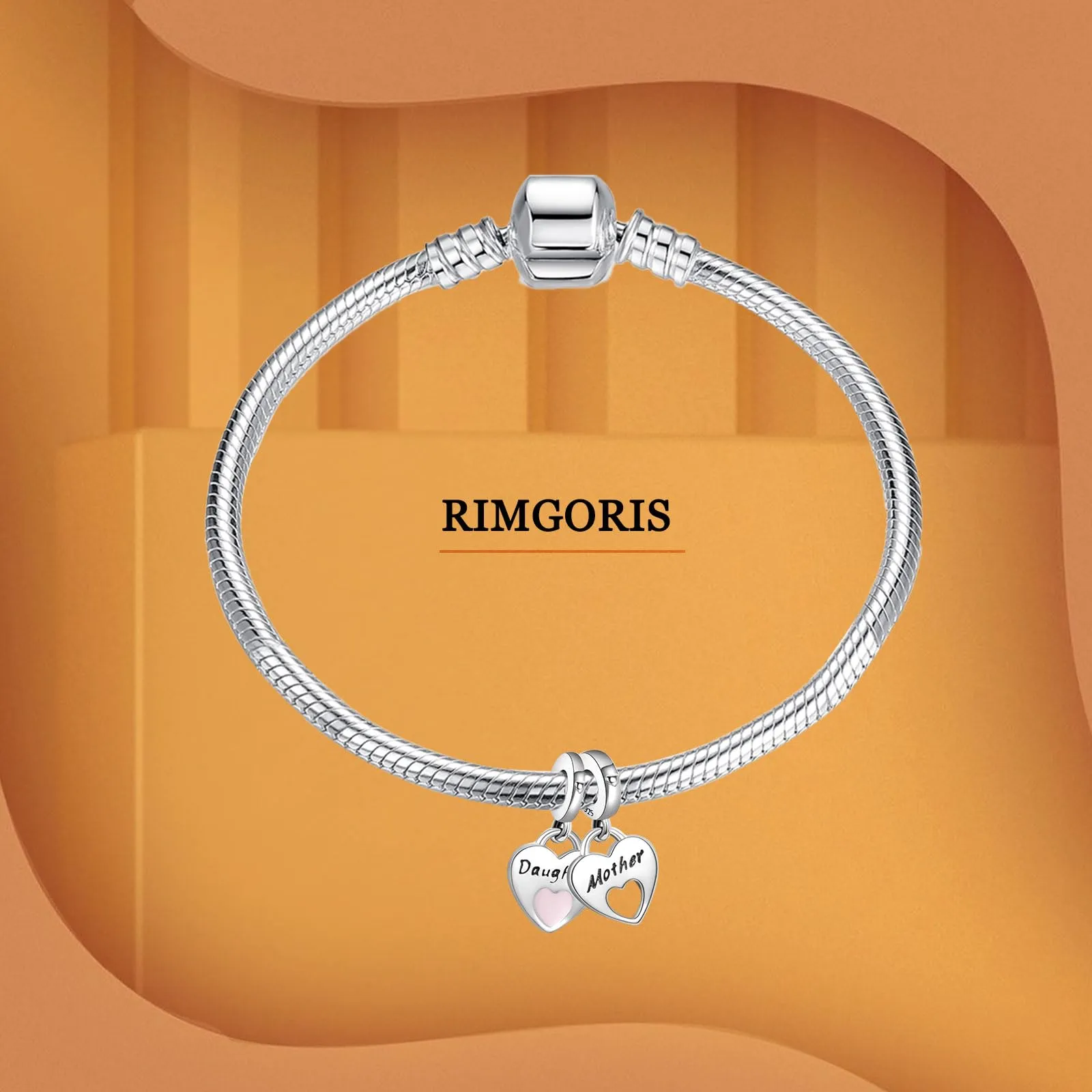 Rimgoris Argento 925 Charm per donna Bracciali Collana Charm penzolante famiglia figlia&madre Regalo - immagine 3