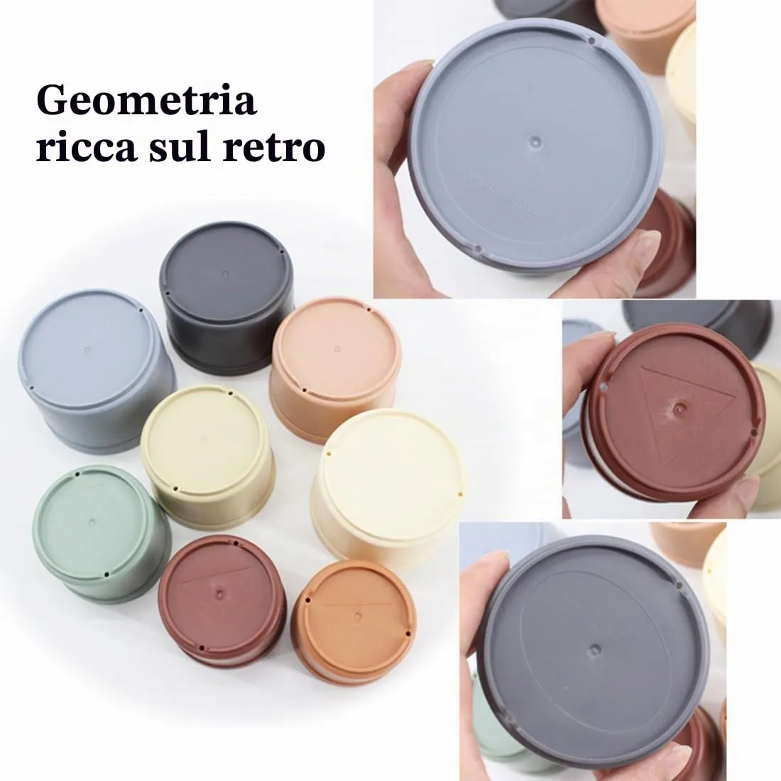 SHSMPXOY 8 PCS Tazze Impilabili Per Conigli,Giochi Per Conigli Nani Di Plastica Sicure,Giochi Coniglio Nano, Per Nascondere Il Cibo e Giocare (Colore Morandi) - immagine 3