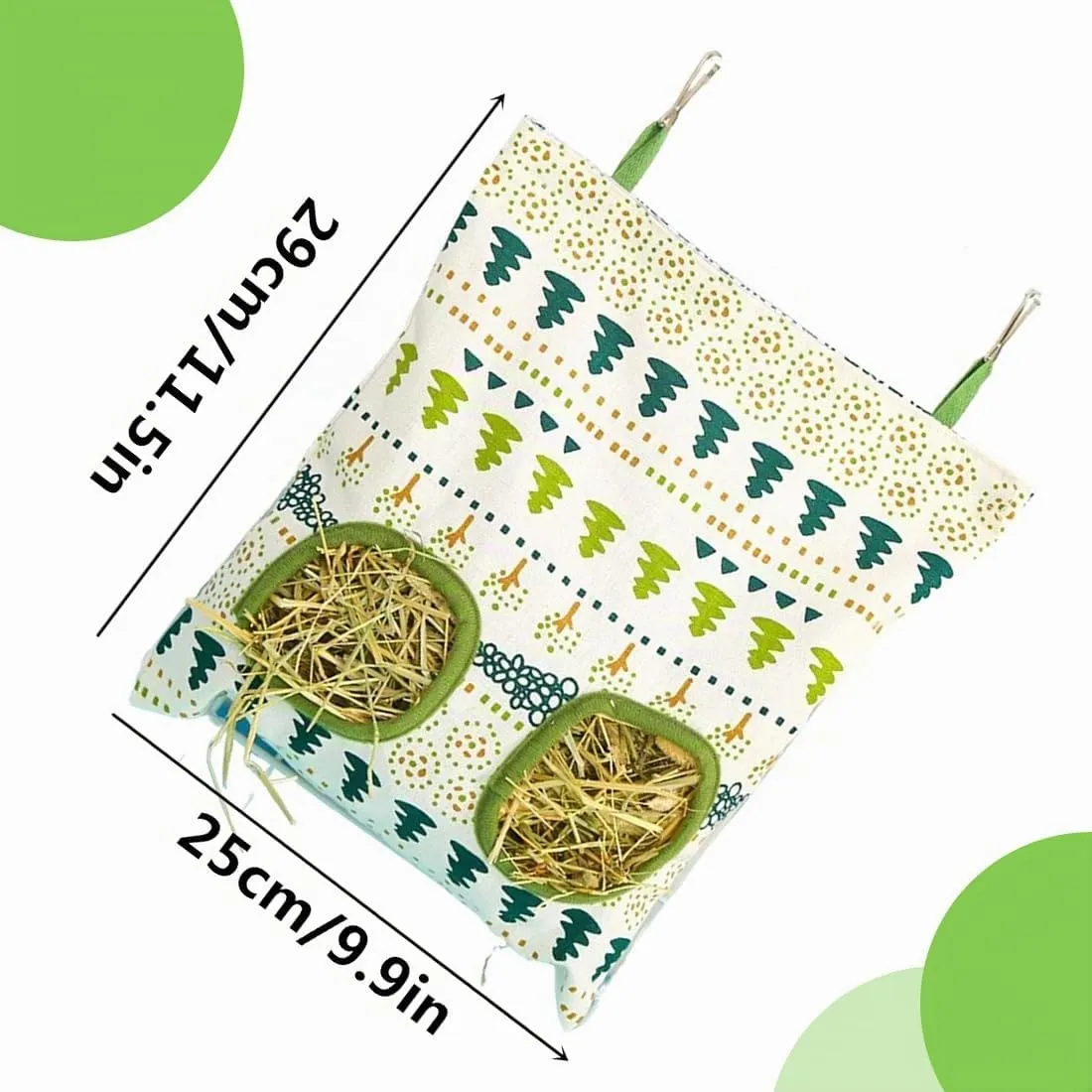 WeddHuis Borsa per Fieno, Portafieno per Conigli, Fieniera per Conigli, Pettorina Coniglio Nano, Mangiatoia per Cavie (2 Fori) - immagine 2